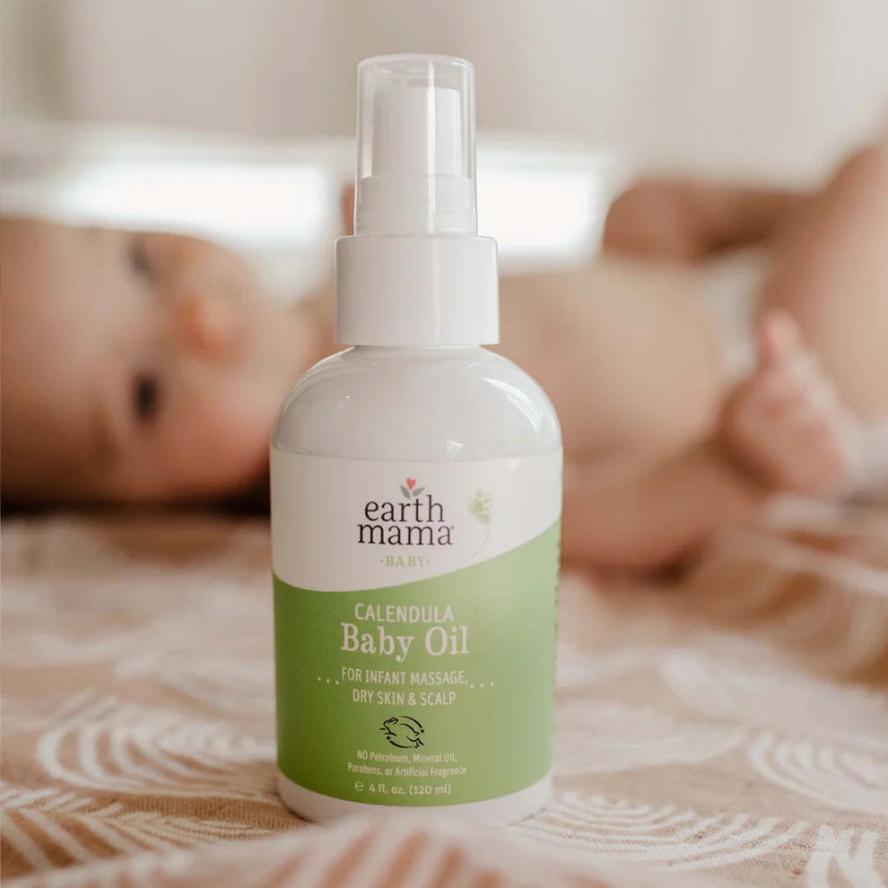 Earth mama Baby oil from different angle.