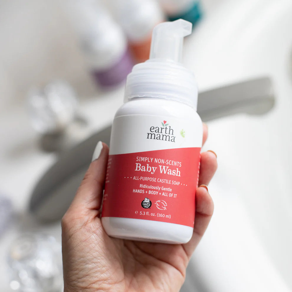 Earth Mama baby wash in hands.