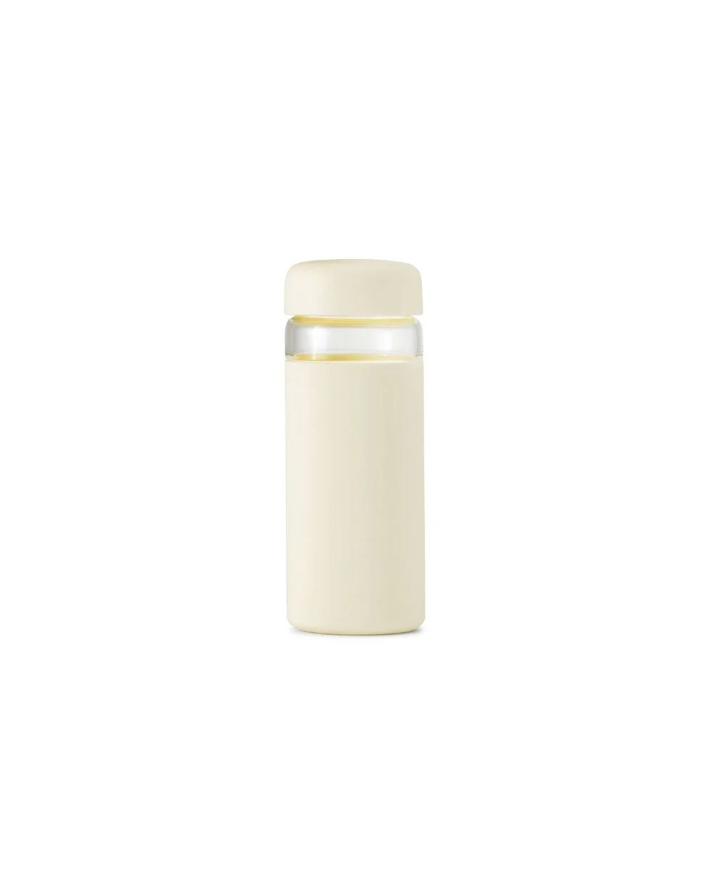 A cream-colored, cylindrical container with a lid, centered against a white background. The minimalist design conveys a clean and simple aesthetic.