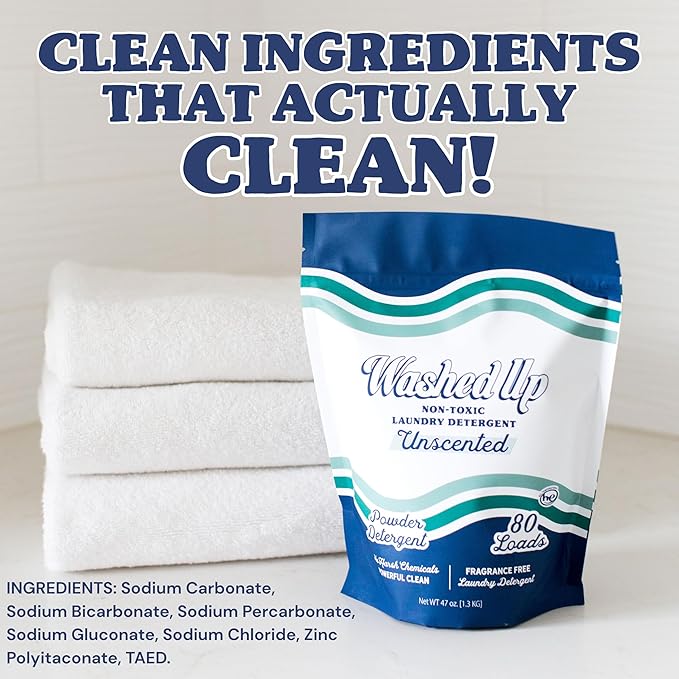 A collection of natural cleaning products with labels highlighting their clean ingredients and effectiveness.
