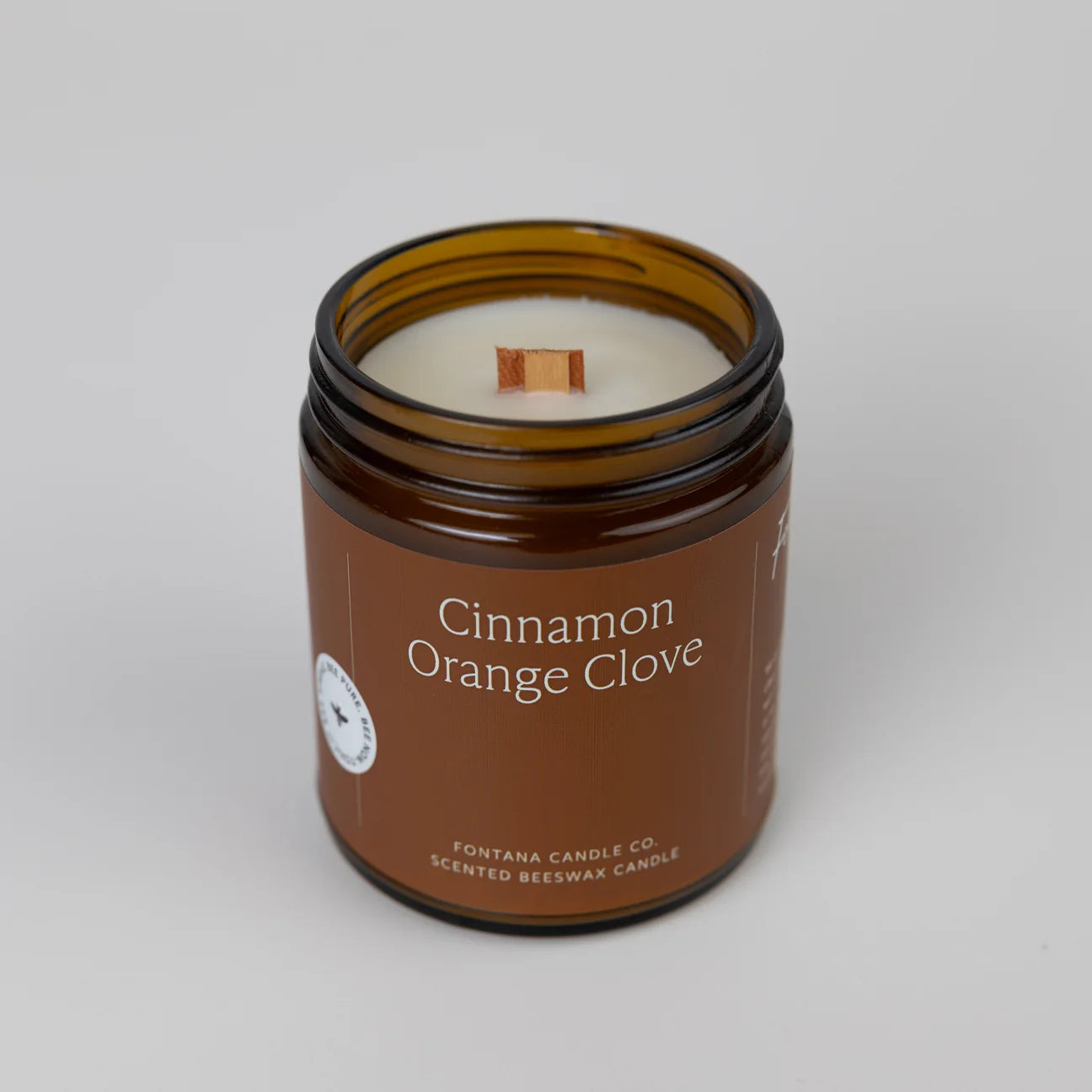 Cinnamon Orange Clove candle from different angle.