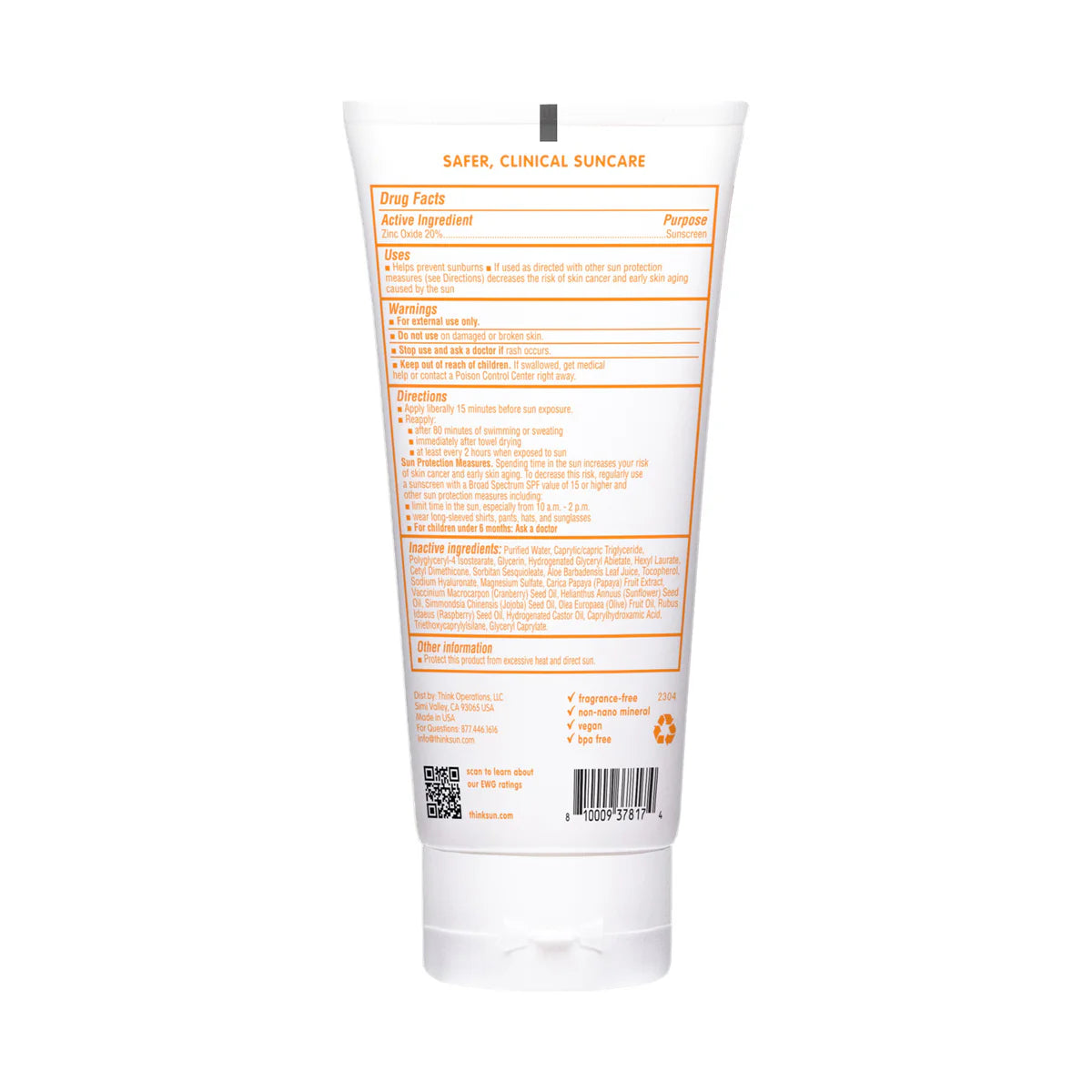 Clear Zinc Sunscreen 6 oz- Baby SPF 30