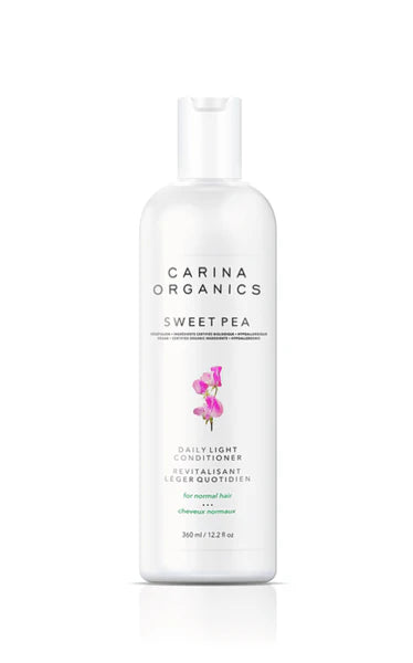 Carina Organics Sweet Pea conditioner bottle on a white background