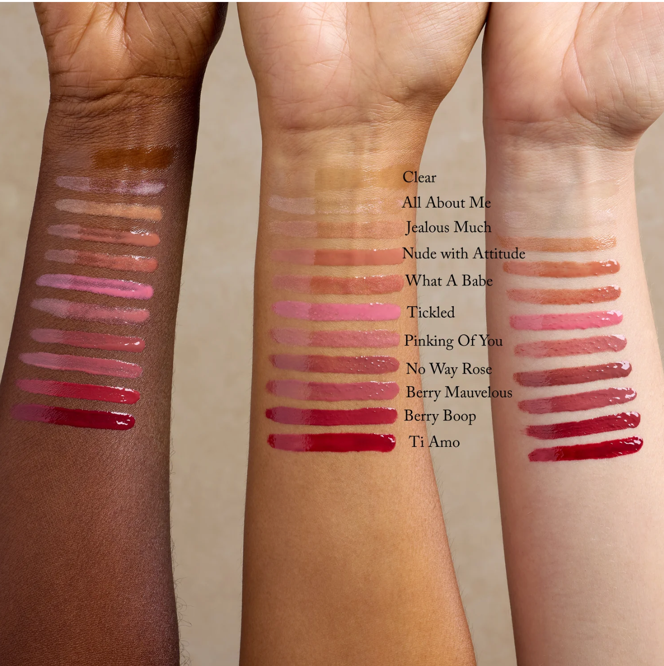 different shades of the lipsticks.