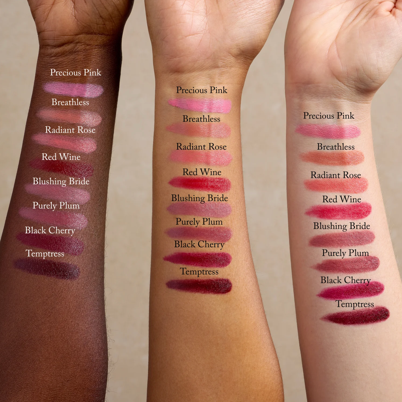 different shades of the lipsticks.