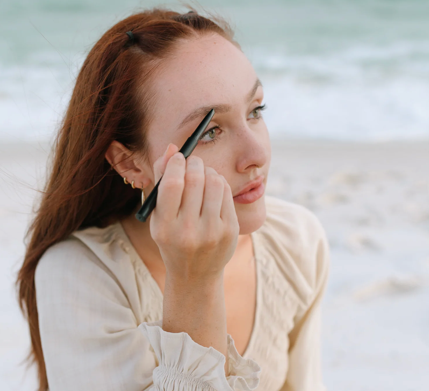 black eyebrow pencil applied by women.