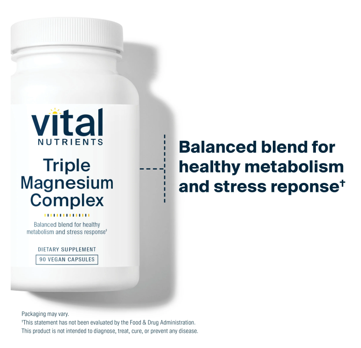 Vital Nutrients Triple Magnesium Complex supplement bottle on a white background