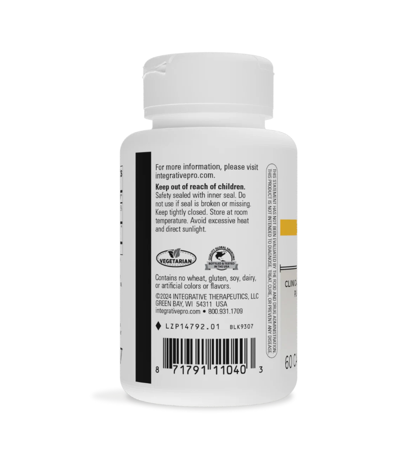 Supplement bottle label on a white background