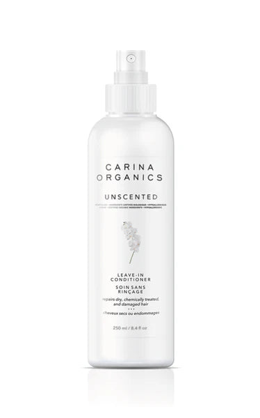 Carina Organics unscented leave-in conditioner bottle on a white background