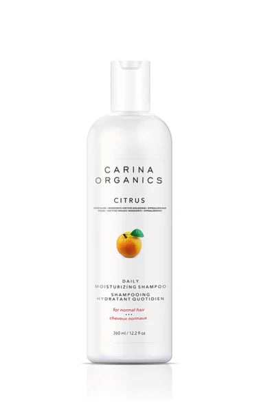 Carina Organics Citrus shampoo bottle on a white background