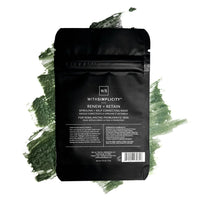 Black packaging of a skincare product with text on a white background